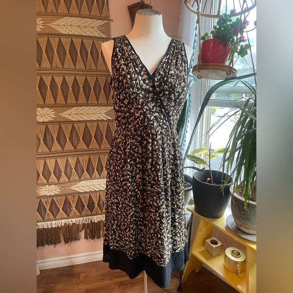 Vintage Abstract Pebble Print 'Talbots' Pure Silk Sleeveless Dress - Picture 5 of 12